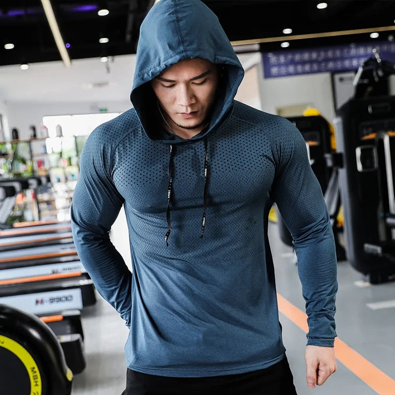 Mens Fitness Tracksuit Running Sport Hoodie Tops