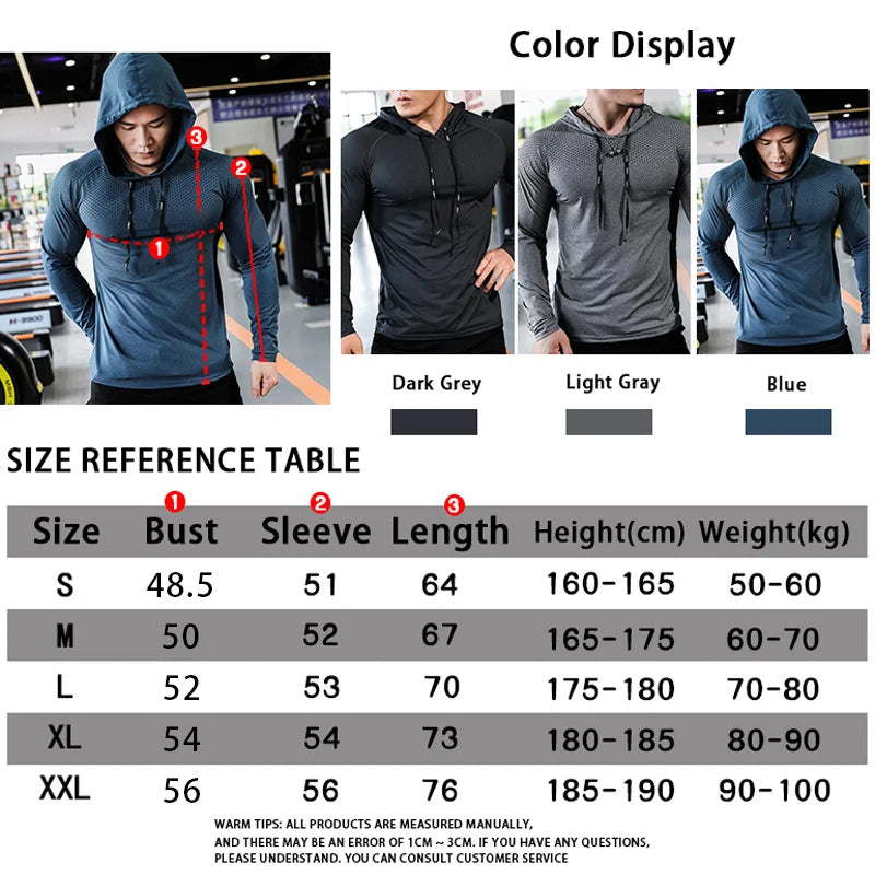 Mens Fitness Tracksuit Running Sport Hoodie Tops